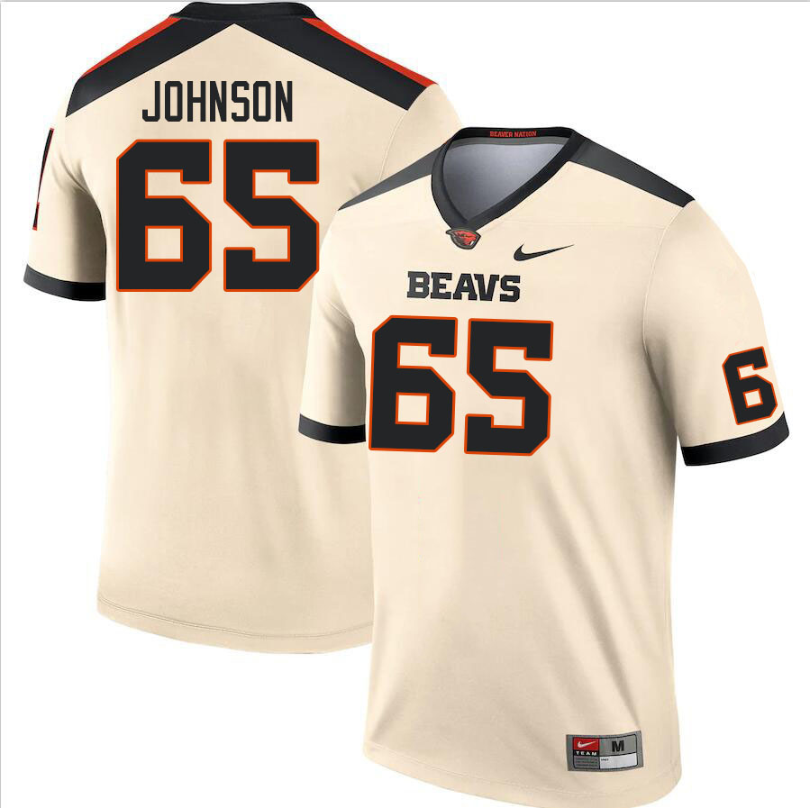 Men #65 Andrew Johnson Oregon State Beavers College Football Jerseys Stitched Sale-Cream - Click Image to Close